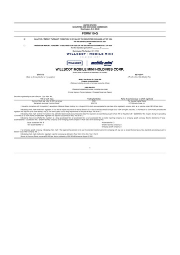 Miniature WillScot 10-Q Rapport trimestriel 2021 