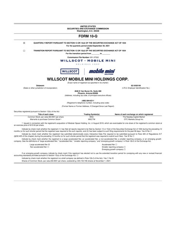 Miniature WillScot 10-Q Rapport trimestriel 2021 