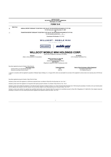 Miniature WillScot 10-K Rapport annuel 2021