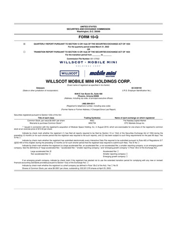 Miniature WillScot 10-Q Rapport trimestriel 2022 