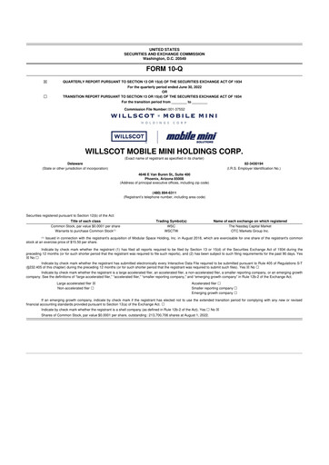 Miniature WillScot 10-Q Rapport trimestriel 2022 