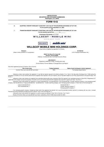 Miniature WillScot 10-Q Rapport trimestriel 2023 