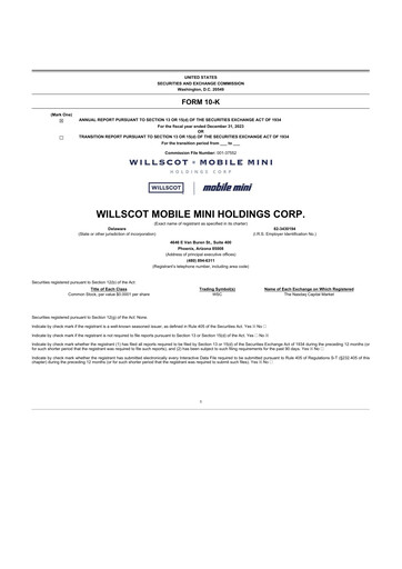Miniature WillScot 10-K Rapport annuel 2023