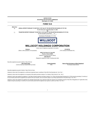Miniature WillScot 10-K Rapport annuel 2024