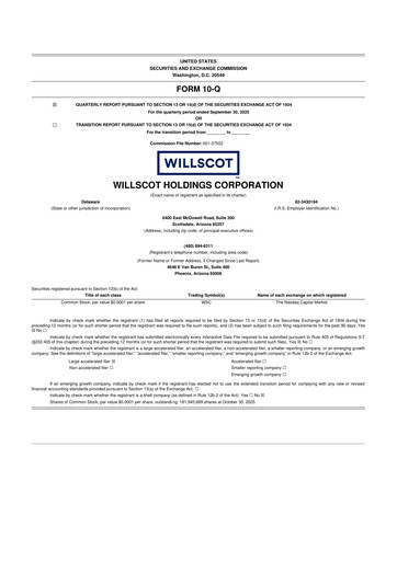 Miniature WillScot 10-Q Rapport trimestriel 2025 