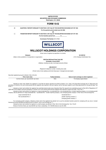Thumbnail WillScot 10-Q Quarterly Report FY2026 