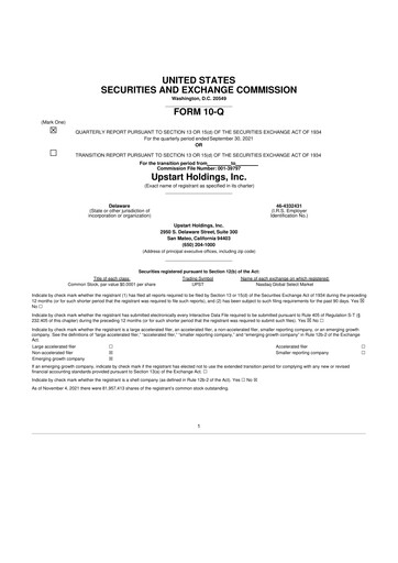 Miniature Upstart 10-Q Rapport trimestriel 2021 