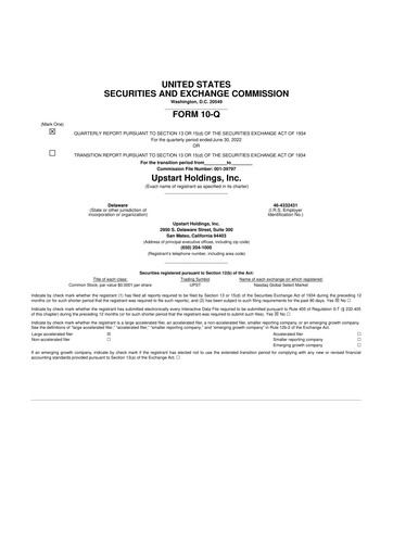 Miniature Upstart 10-Q Rapport trimestriel 2022 