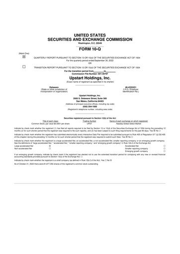 Miniature Upstart 10-Q Rapport trimestriel 2022 