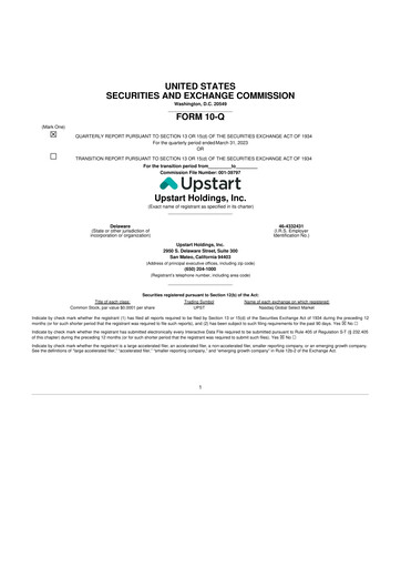 Miniature Upstart 10-Q Rapport trimestriel 2023 