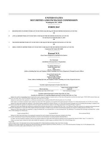 Thumbnail Ferrari 20-F Annual Report 