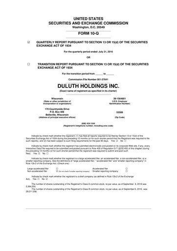 Thumbnail Duluth Holdings 10-Q Quarterly Report FY2016 