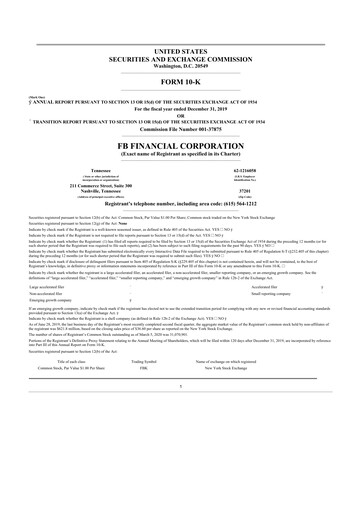 Thumbnail FB Financial 10-K Annual Report 2019