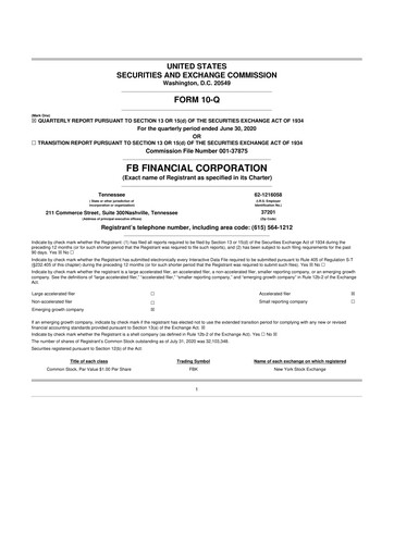 Thumbnail FB Financial 10-Q Quarterly Report FY2020 