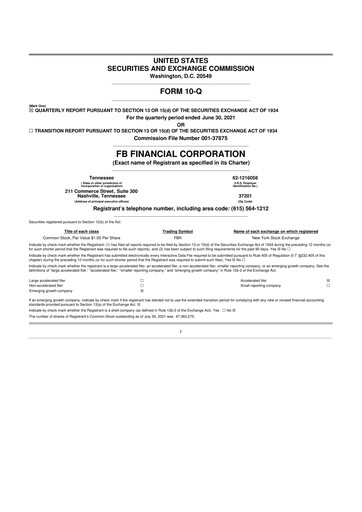 Thumbnail FB Financial 10-Q Quarterly Report FY2021 