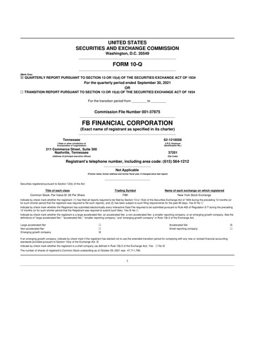 Thumbnail FB Financial 10-Q Quarterly Report FY2021 