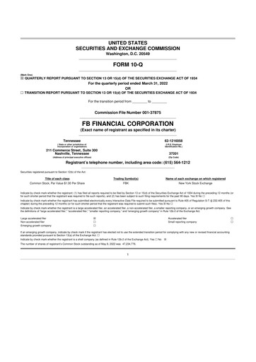 Thumbnail FB Financial 10-Q Quarterly Report FY2022 