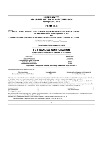 Thumbnail FB Financial 10-Q Quarterly Report FY2022 