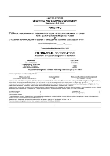 Thumbnail FB Financial 10-Q Quarterly Report FY2023 