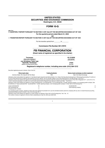 Thumbnail FB Financial 10-Q Quarterly Report FY2024 