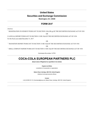 Thumbnail Coca-Cola European Partners
 20-F Annual Report 2017