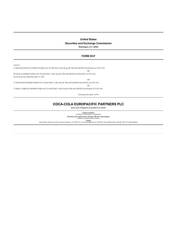 Thumbnail Coca-Cola European Partners
 20-F Annual Report 2021