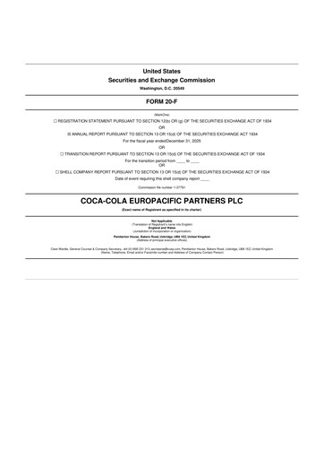 Thumbnail Coca-Cola European Partners
 20-F Annual Report 2025