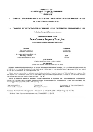 Thumbnail Four Corners Property Trust 10-Q Quarterly Report FY2017 