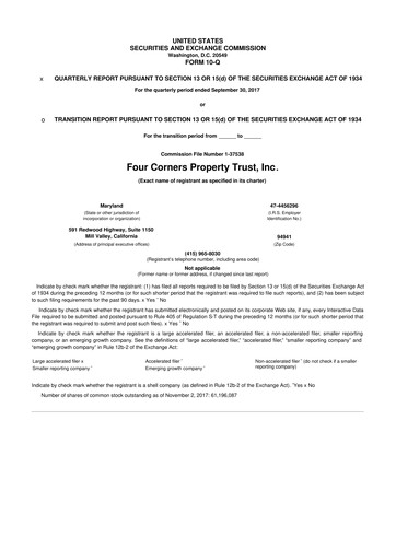 Thumbnail Four Corners Property Trust 10-Q Quarterly Report FY2017 