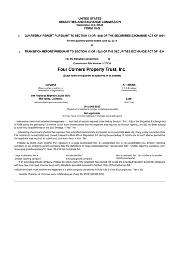 Thumbnail Four Corners Property Trust 10-Q Quarterly Report FY2018 