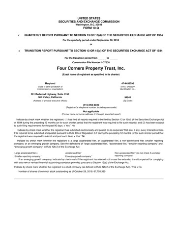 Thumbnail Four Corners Property Trust 10-Q Quarterly Report FY2018 