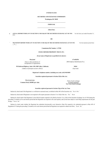 Thumbnail Four Corners Property Trust 10-K Annual Report 2018