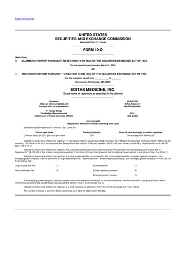 Thumbnail Editas Medicine
 10-Q Quarterly Report FY 