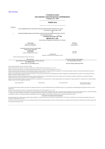 Thumbnail BeOne Medicines 10-K Annual Report 2018