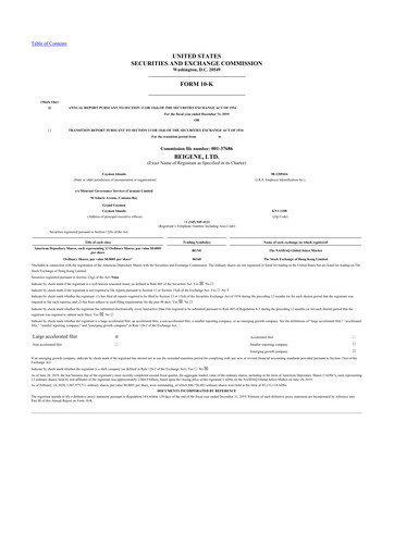 Thumbnail BeOne Medicines 10-K Annual Report 2019