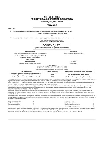 Thumbnail BeOne Medicines 10-Q Quarterly Report FY2020 