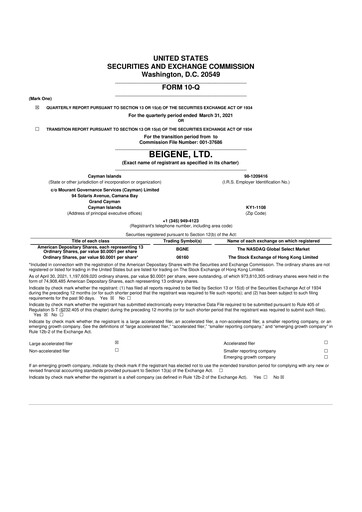 Thumbnail BeOne Medicines 10-Q Quarterly Report FY2021 