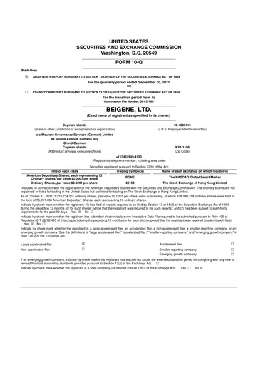 Thumbnail BeOne Medicines 10-Q Quarterly Report FY2021 