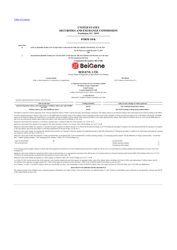 Thumbnail BeOne Medicines 10-K Annual Report 2021