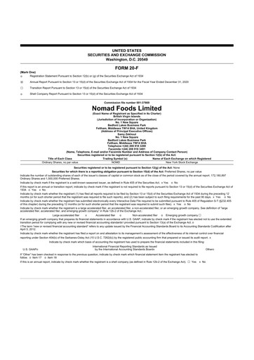 Thumbnail Nomad Foods 20-F Annual Report 2020