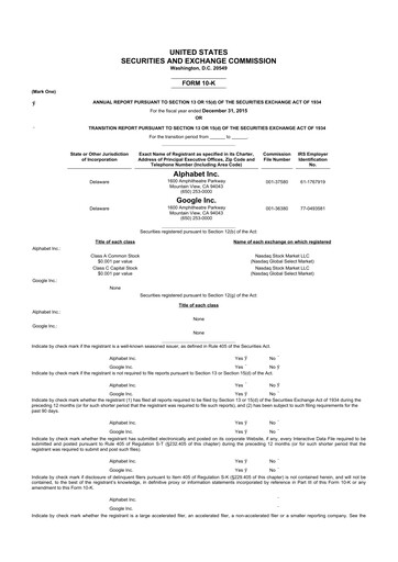 Thumbnail Alphabet (Google) 10-K Annual Report 