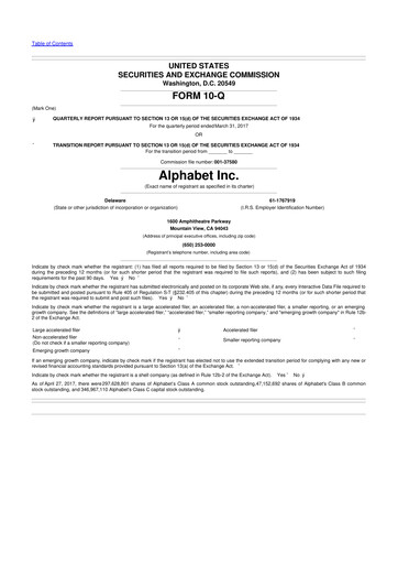 Thumbnail Alphabet (Google) 10-Q Quarterly Report FY2017 