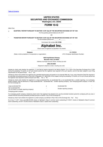 Thumbnail Alphabet (Google) 10-Q Quarterly Report FY2017 