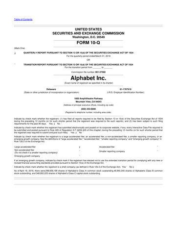 Thumbnail Alphabet (Google) 10-Q Quarterly Report FY2018 