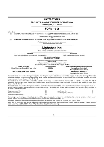 Thumbnail Alphabet (Google) 10-Q Quarterly Report FY2021 