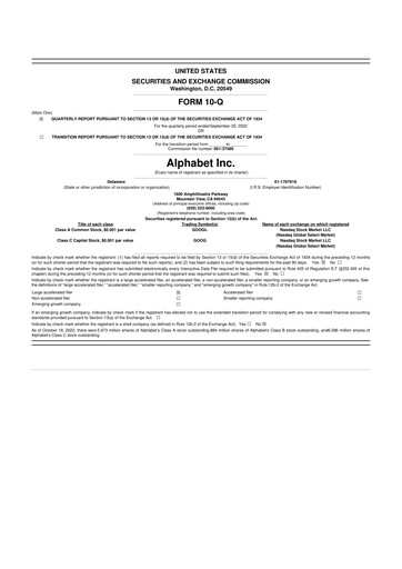 Thumbnail Alphabet (Google) 10-Q Quarterly Report FY2022 