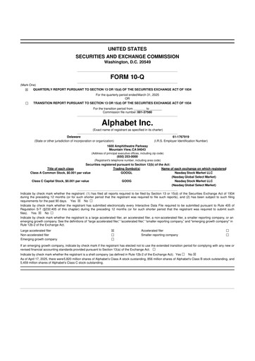 Thumbnail Alphabet (Google) 10-Q Quarterly Report FY2025 