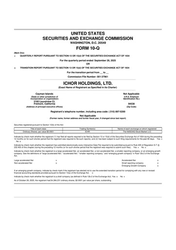 Thumbnail Ichor Systems 10-Q Quarterly Report FY2025 