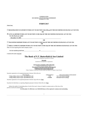 Thumbnail Bank of N. T. Butterfield & Son 20-F Annual Report 2020