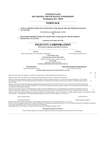 Thumbnail Ingevity 10-K Annual Report 2016